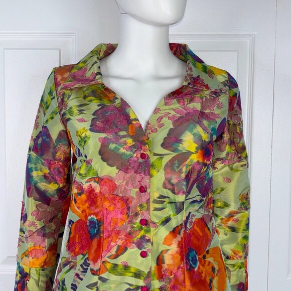 ISABELLE ELIE BOUTIQUE women's silk floral blazer small - Picture 2 of 2